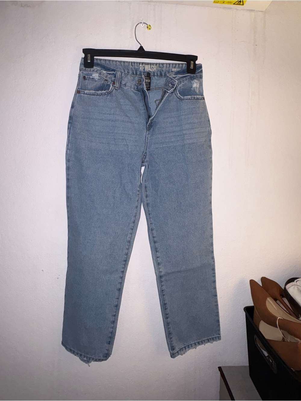 Rewash Light Blue High-Rise Straight Leg Jeans